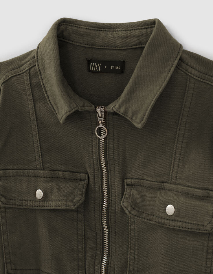Girls&rsquo; bronze jumpsuit with chevrons on sleeve-3