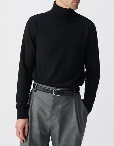 Men&rsquo;s black knit roll-neck sweater - IKKS