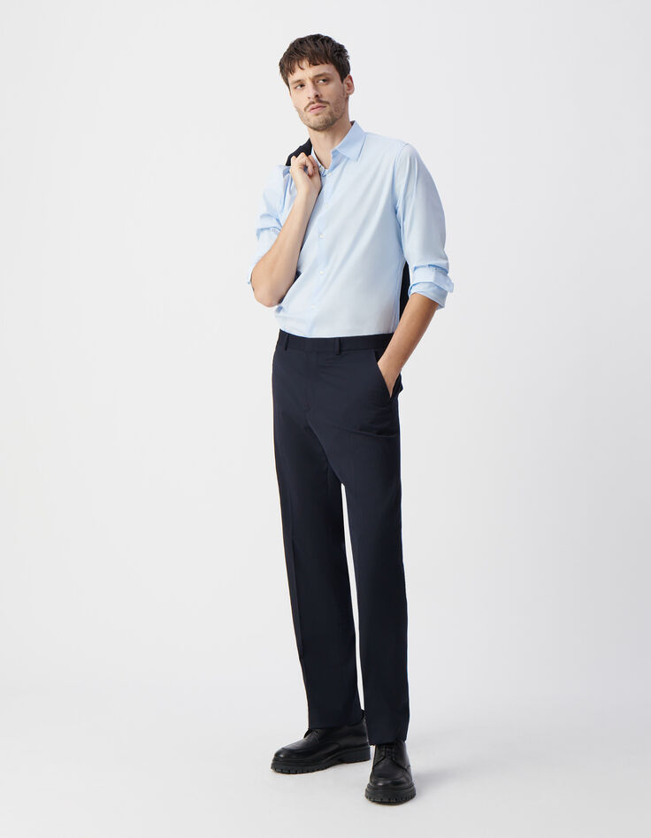 Men’s navy suit trousers with turn-ups-1