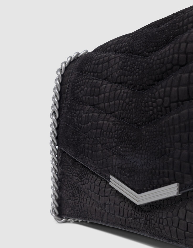 Bolso THE 1. de cuero repujado negro efecto cocodrilo Talla L-4