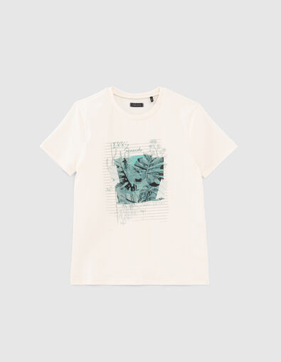 Ecru T-shirt opdruk bladeren jungle - IKKS