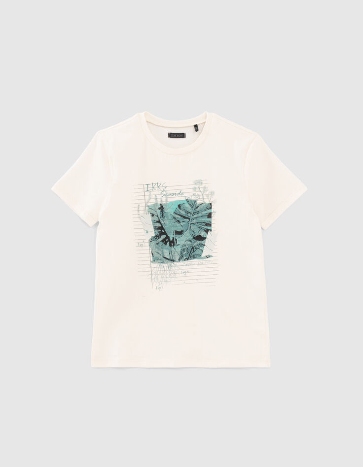 Ecru T-shirt opdruk bladeren jungle-1