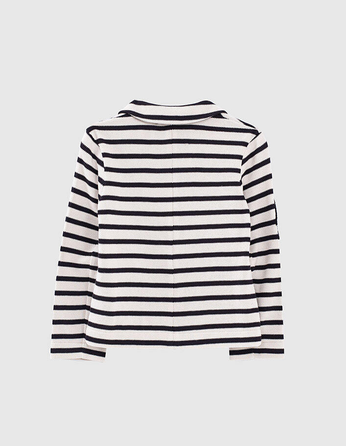 Girls’ ecru sailor jacket with black stripes and badges-3