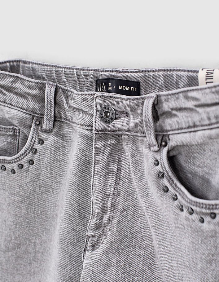Mädchen-Jeans im Mom-Fit, Bio, Ziernieten, in Light Grey - IKKS