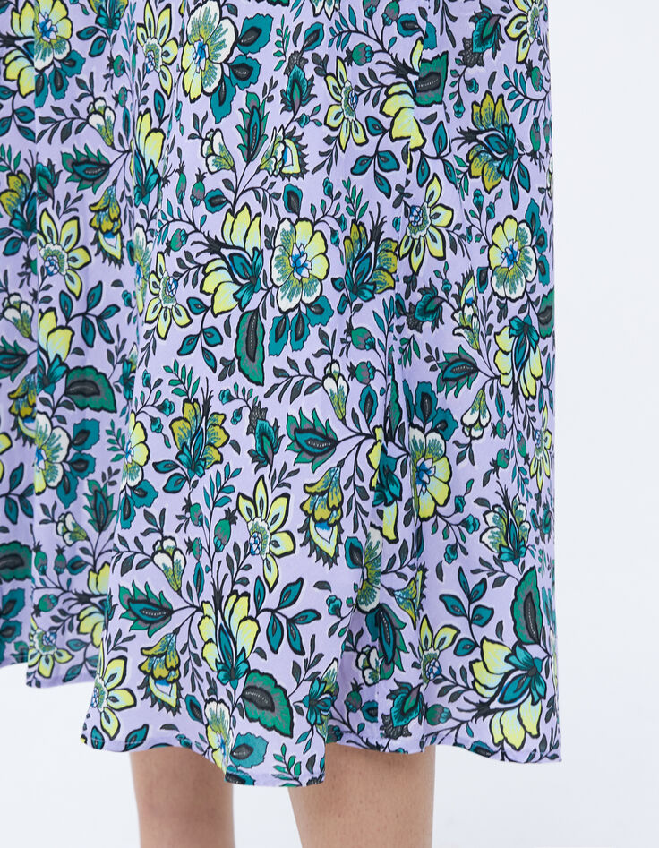 Jupe longue lilas imprimé maxi fleurs Femme-3