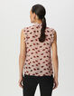 Top sans manches voile rose imprimé multico bouches Femme-3