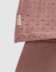 Pink openwork baby girl shorts and T-shirt set-5