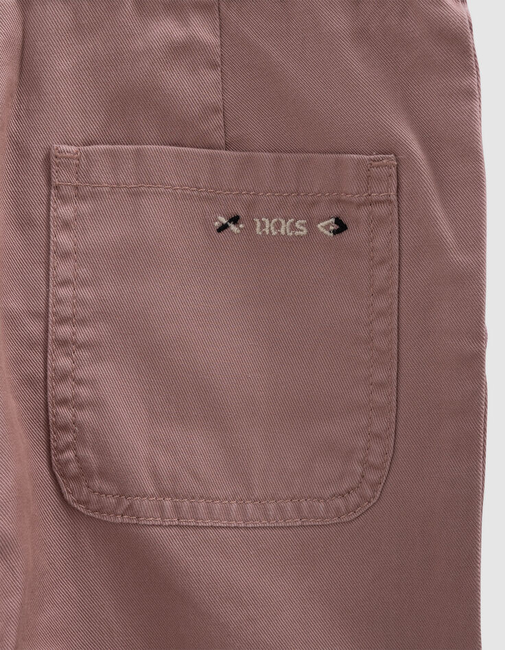 Langer rosa Mädchen-Overall mit Stickerei-8