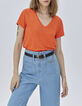 Women’s orange linen T-shirt-1