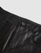 Women&rsquo;s black leather jean-cut trousers-8