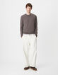Pull gris tricot flamm&eacute; Homme-1