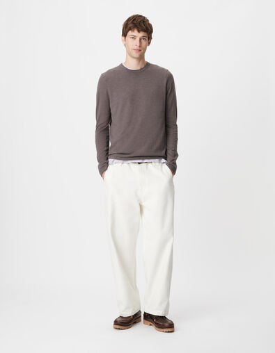 Pull gris tricot flamm&eacute; Homme - IKKS