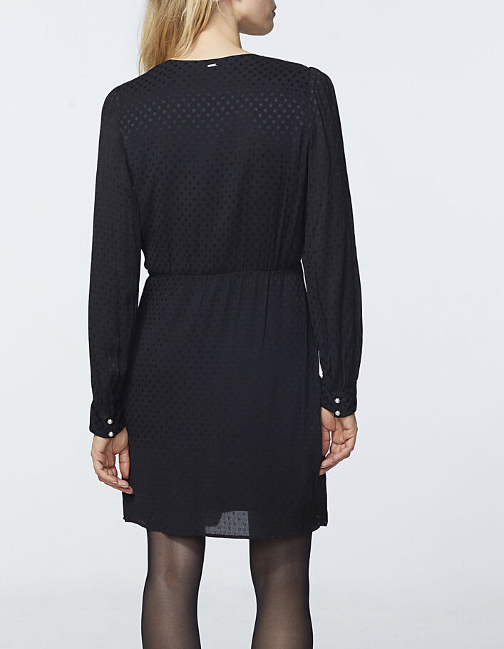 Vestido entallado crepé viscosa jacquard lunares mujer-3