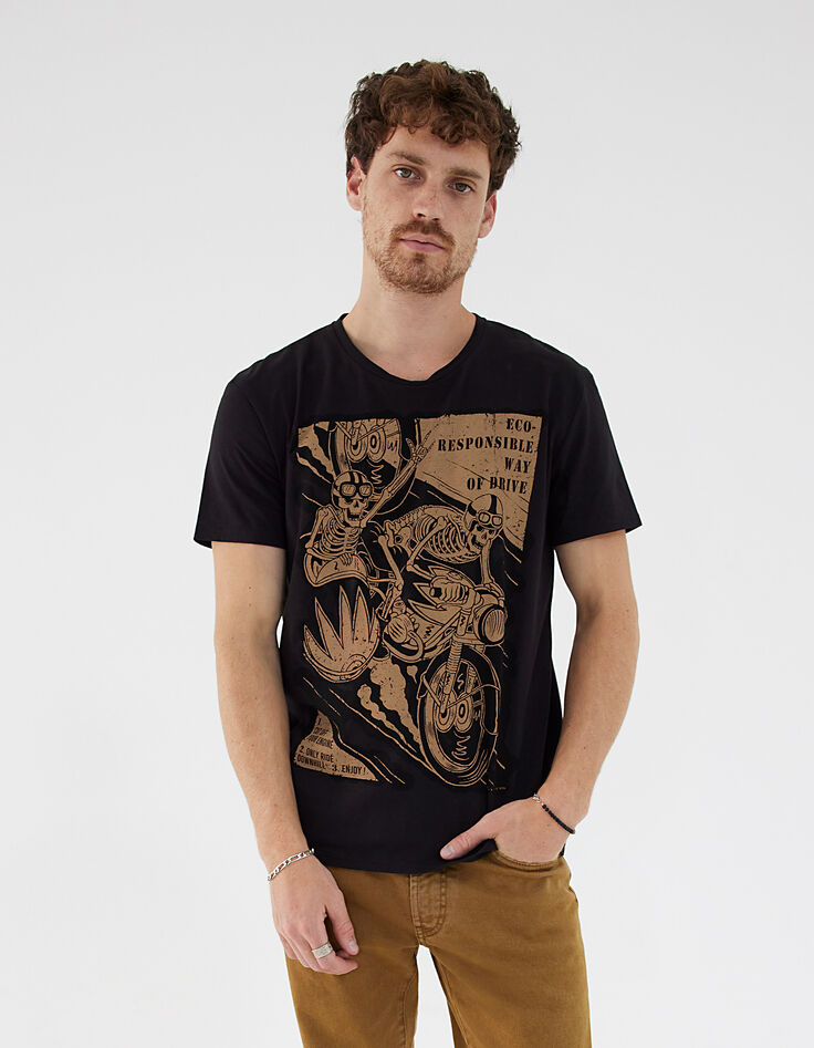Men’s black IKKS BETTER T-shirt with biker graphic-2 Men’s black IKKS BETTER T-shirt with biker graphic-2