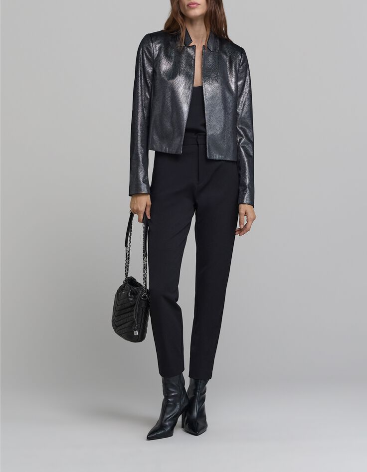 Pantalon cigarette noir cha&icirc;ne amovible Femme-1