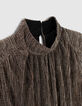 Women’s metallic gold pleated short dress-7