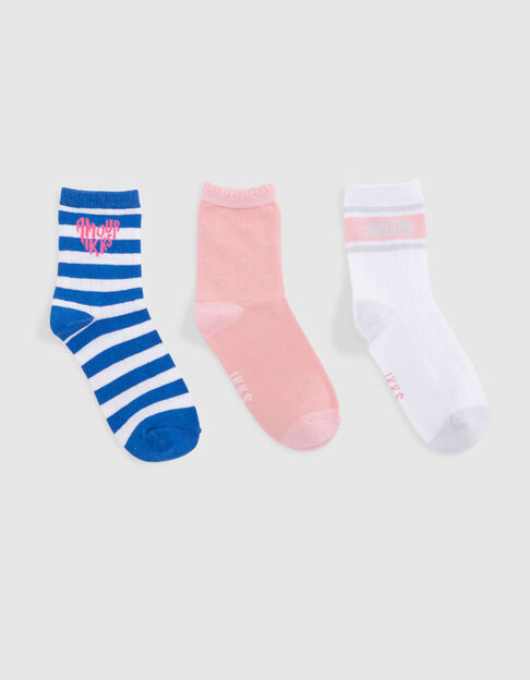 Girls’ pink, white and blue socks - IKKS