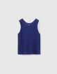 Camiseta de tirantes azul fluida plisada niña-3
