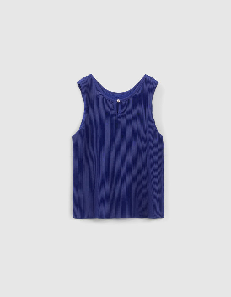 Camiseta de tirantes azul fluida plisada niña-3