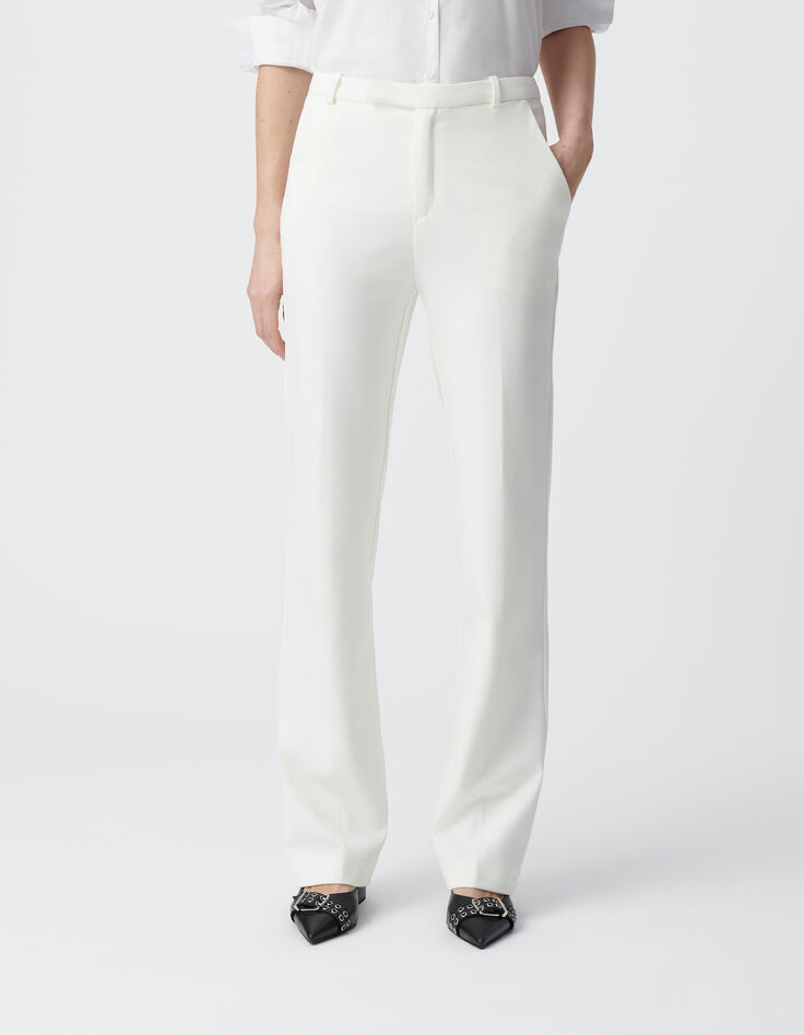 Pantalon de tailleur blanc ajusté maille Milano Femme-8