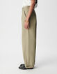 Women's khaki balloon pants with darts-4