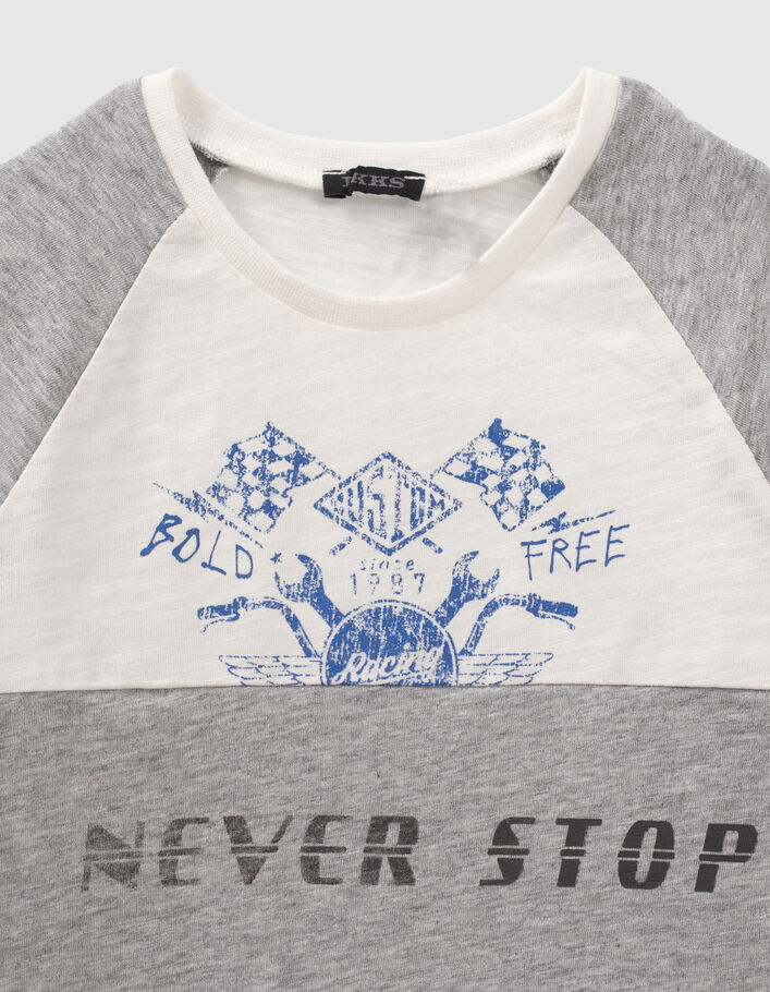 Boys’ grey colour block-style organic cotton T-shirt - IKKS