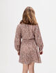 Robe rose imprimé fleurs d'automne fille-2