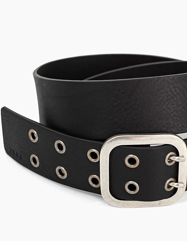 Women’s black eyelet leather belt - IKKS