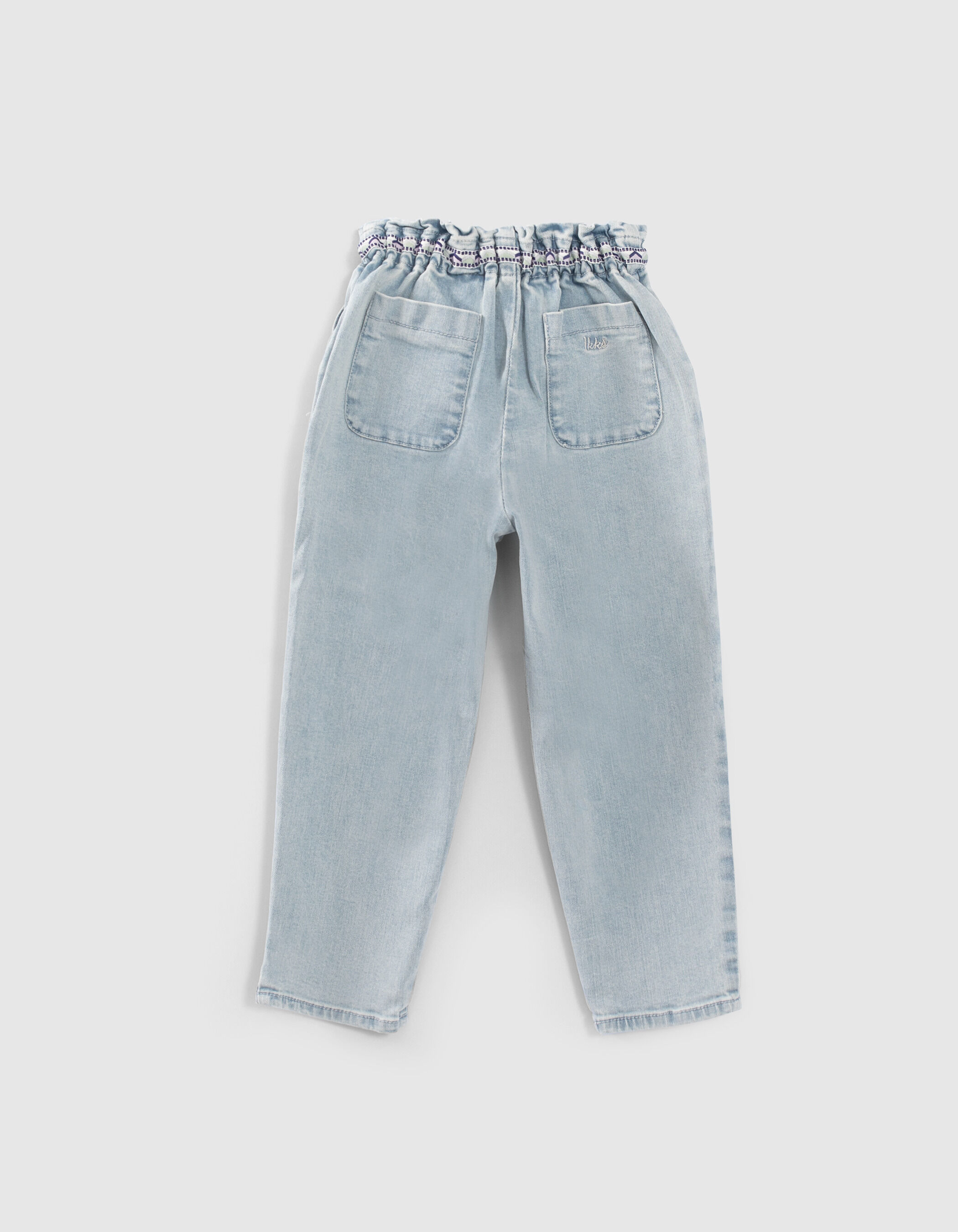 Blaue Paperbag Madchenjeans in Washed Optik mit Gummizug