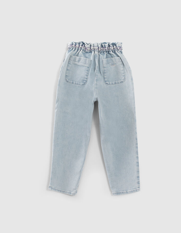 Girls’ blue organic cotton elasticated paperbag jeans - IKKS