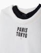 Girls’ white sweatshirt & black Sakura print 2-in-1 dress-6