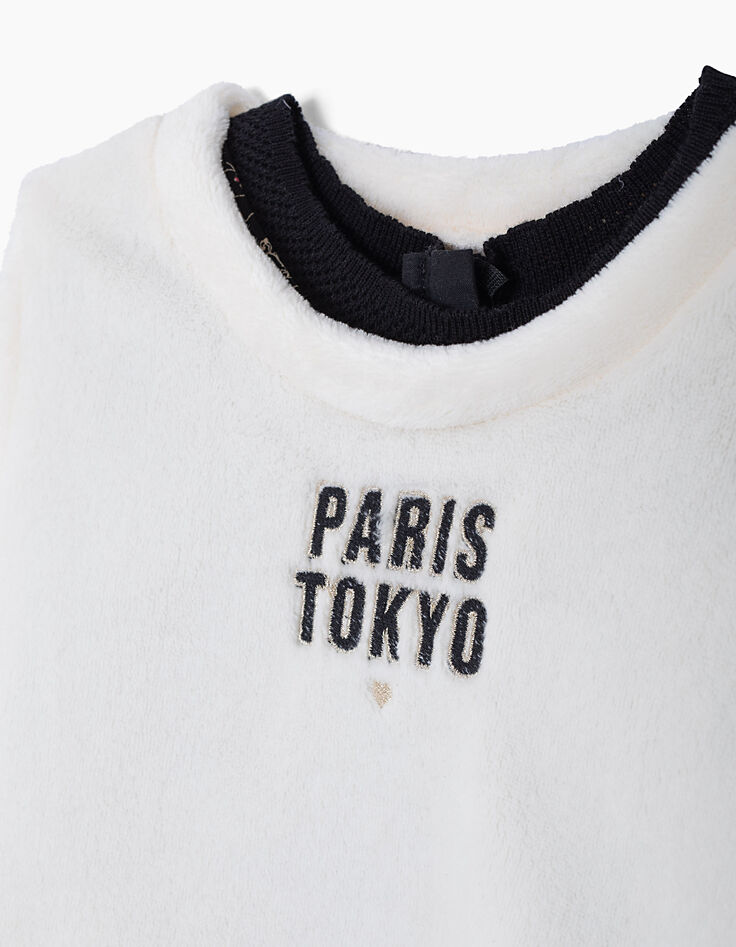 Girls’ white sweatshirt & black Sakura print 2-in-1 dress-6