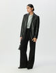 Schwarzer Oversize-Damenblazer Leder-1