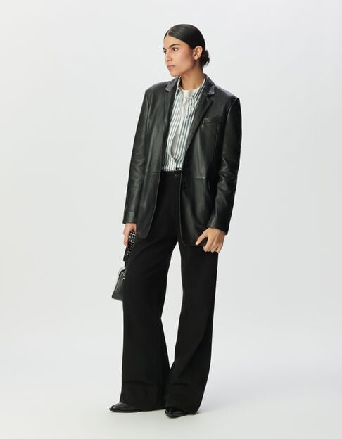 Schwarzer Oversize-Damenblazer Leder - IKKS