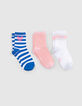 Calcetines rosa, blanco y azul bebé niña-2