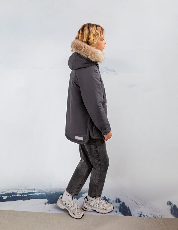 Parka 3-en-1 grise et doudoune réversible fille-4