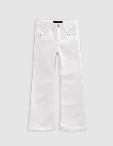 FLARE ecru jeans with studs and eyelets for girl - IKKS