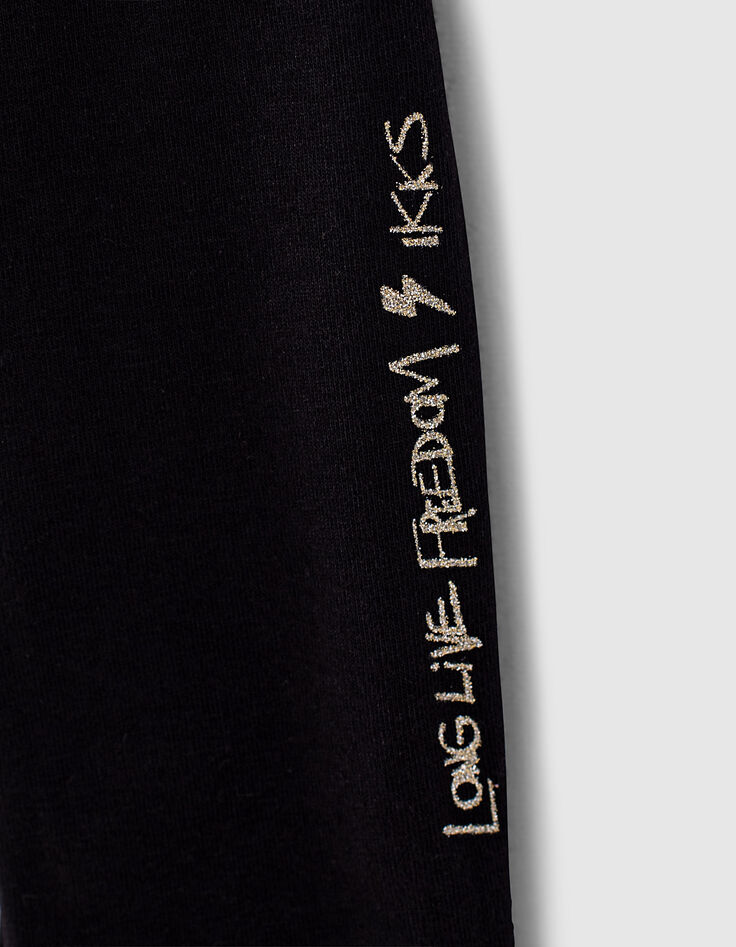 Leggings réversible mastic ananas et noir bébé fille-7