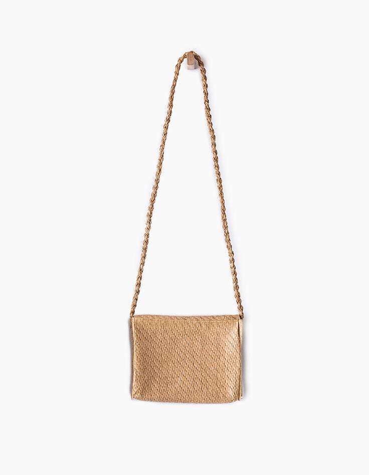 Sac pochette jaune claire façon paille fille-2