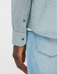 Men's easy blue shirt with check pattern, long sleeves-5