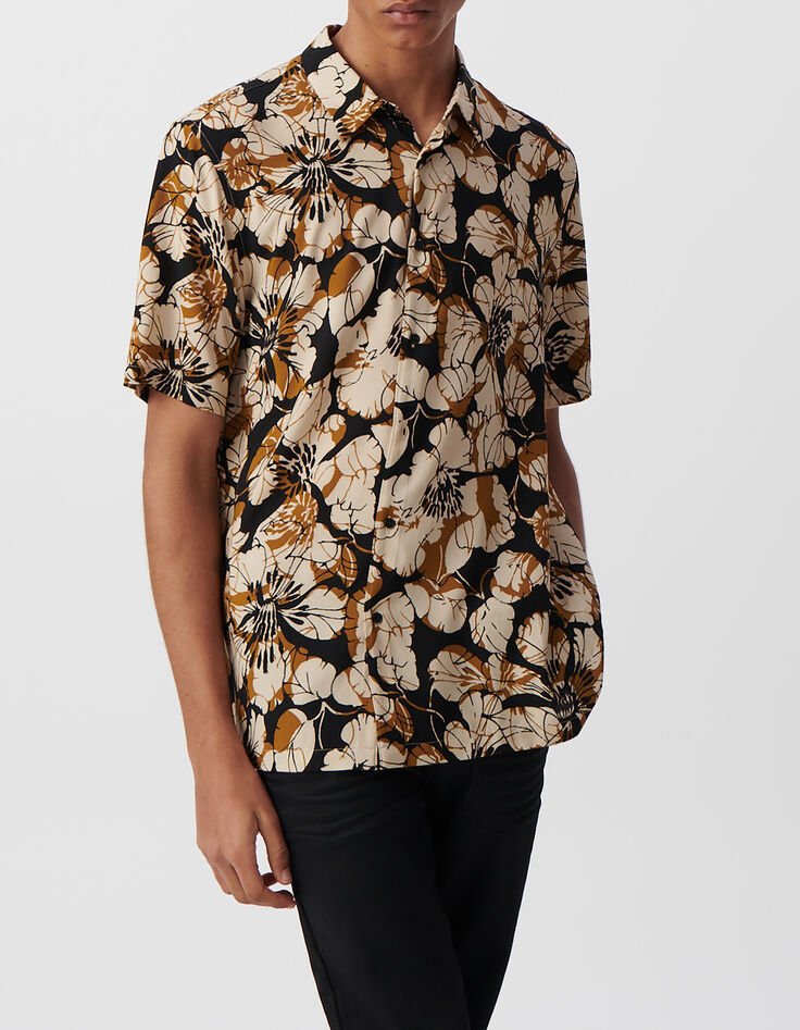 Safran REGULAR-Herrenhemd, Blumen-Maxiprint-2