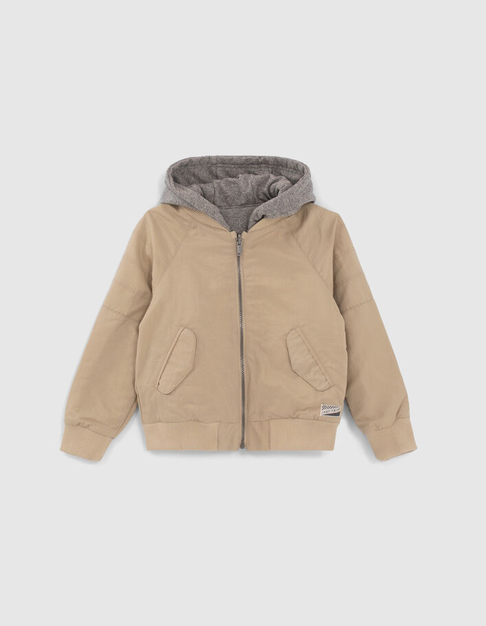 Boys’ beige nylon/grey reversible bomber jacket - IKKS