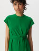 Vestido corto verde cinturón-5