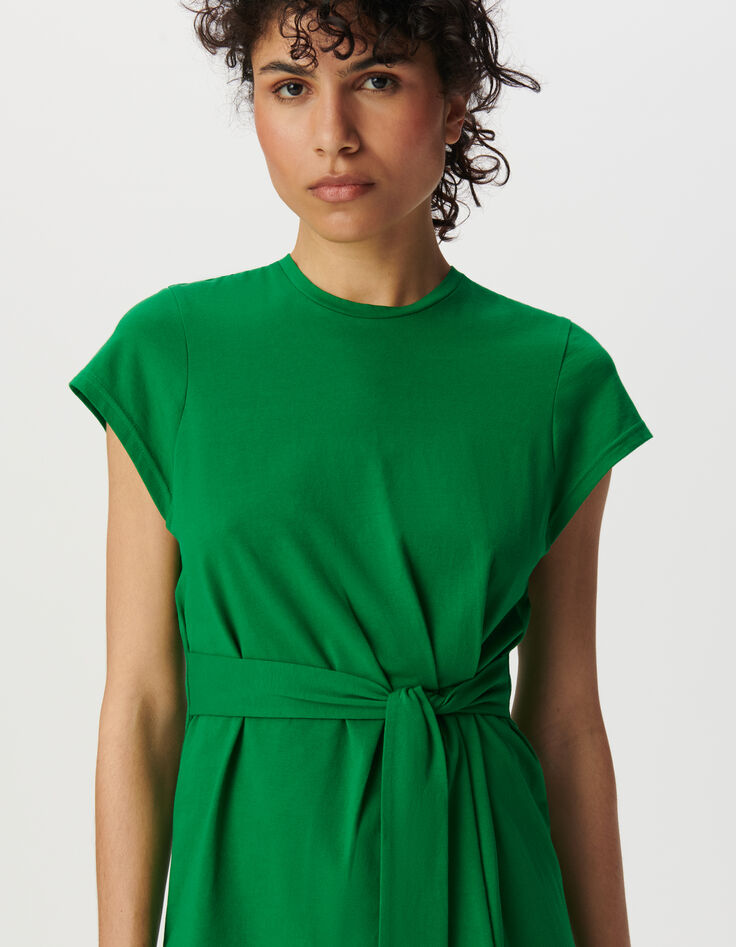 Vestido corto verde cinturón-5