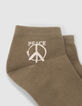 Socken in Khaki und Weiß gerippt-5