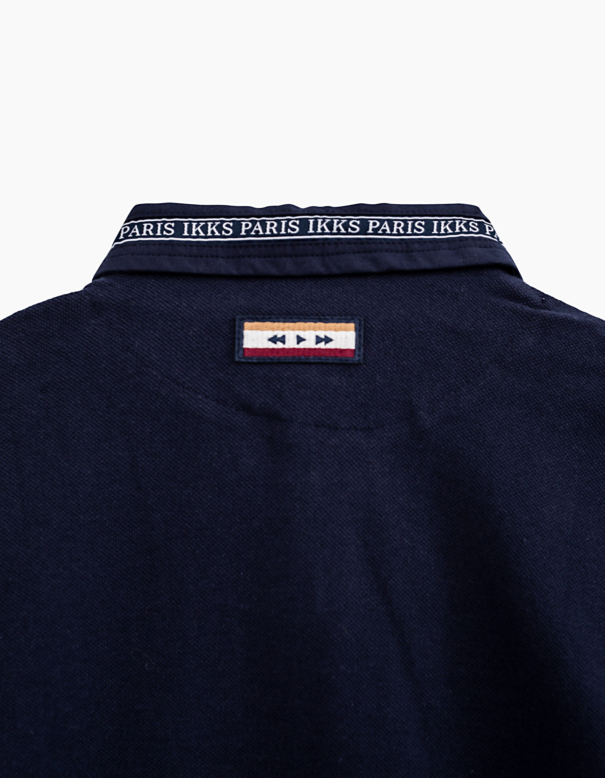 Navy polo met trompe l oeil Mao kraag voor jongens