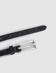 Women's fine black crocodile-embossed leather belt-2