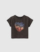 Girls&rsquo; black rock heart cropped T-shirt-1