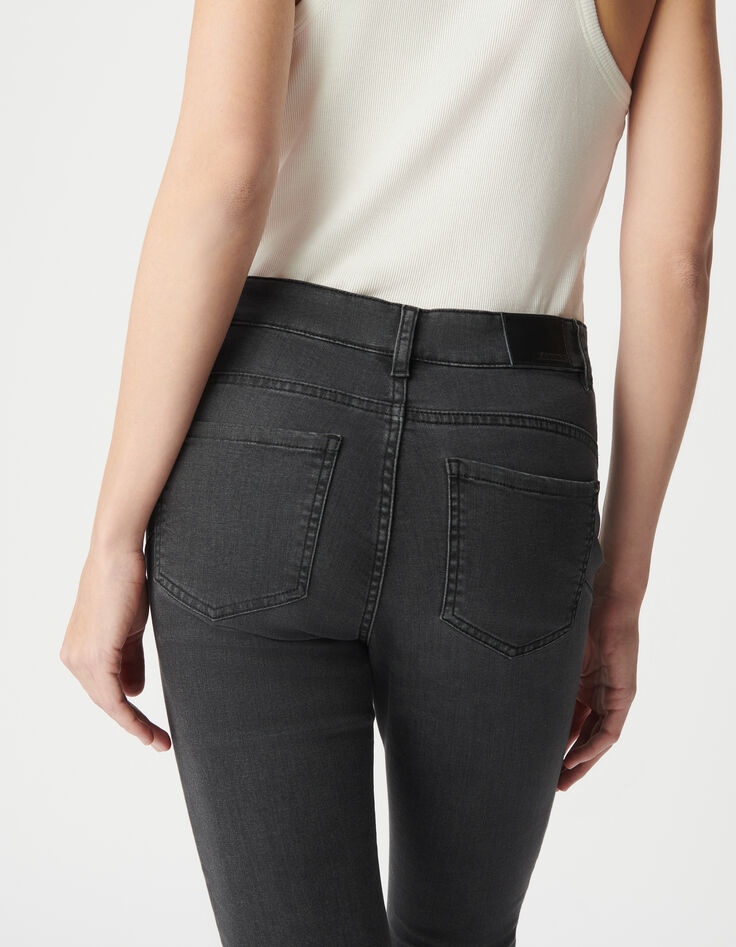 Graue schmale Powerstretch-Jeans mit Schnürungstaschen Damen-5