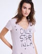 Tee-shirt col V coton message "Only Star" femme-4